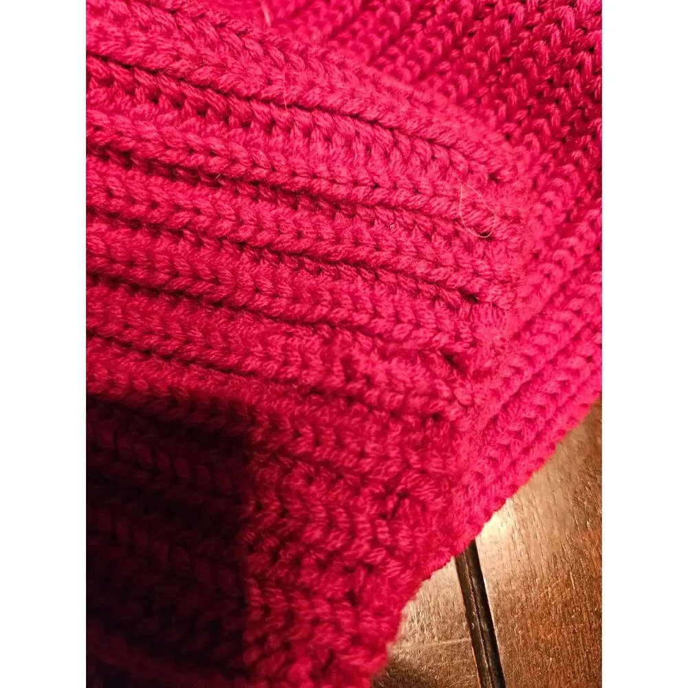 Eileen Fisher Raspberry Red Open-Front Ribbed Knit Cardigan - Picture 8 of 16